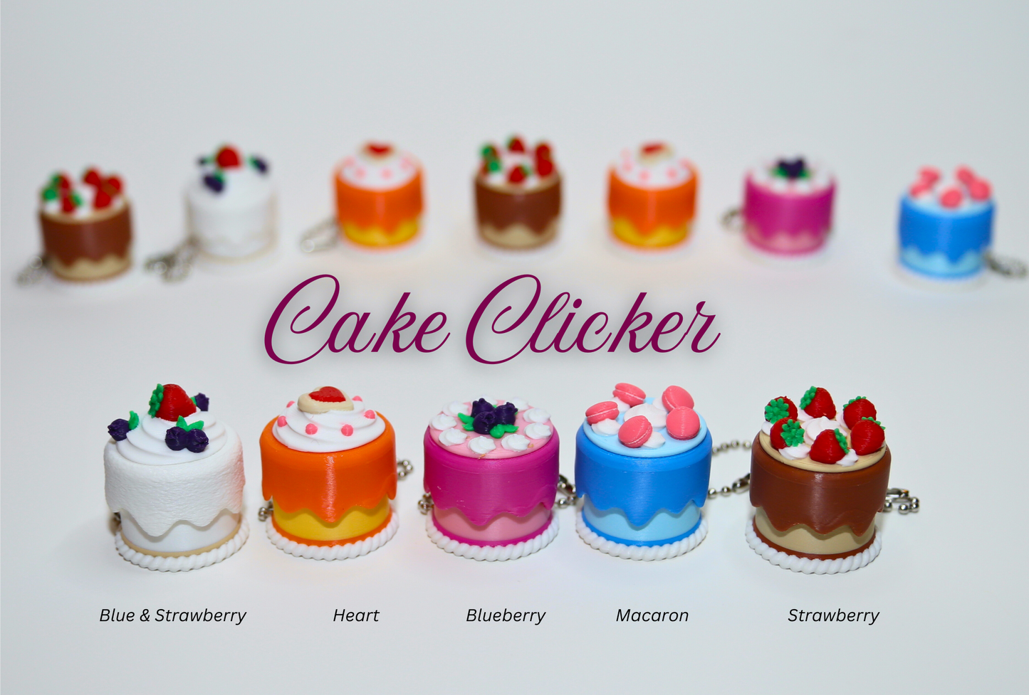 Fidget Cake Mechanical Clicker, 3D Printed Fun Toys Keychain